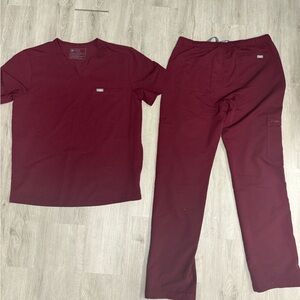 Figs Maroon Scrub Top